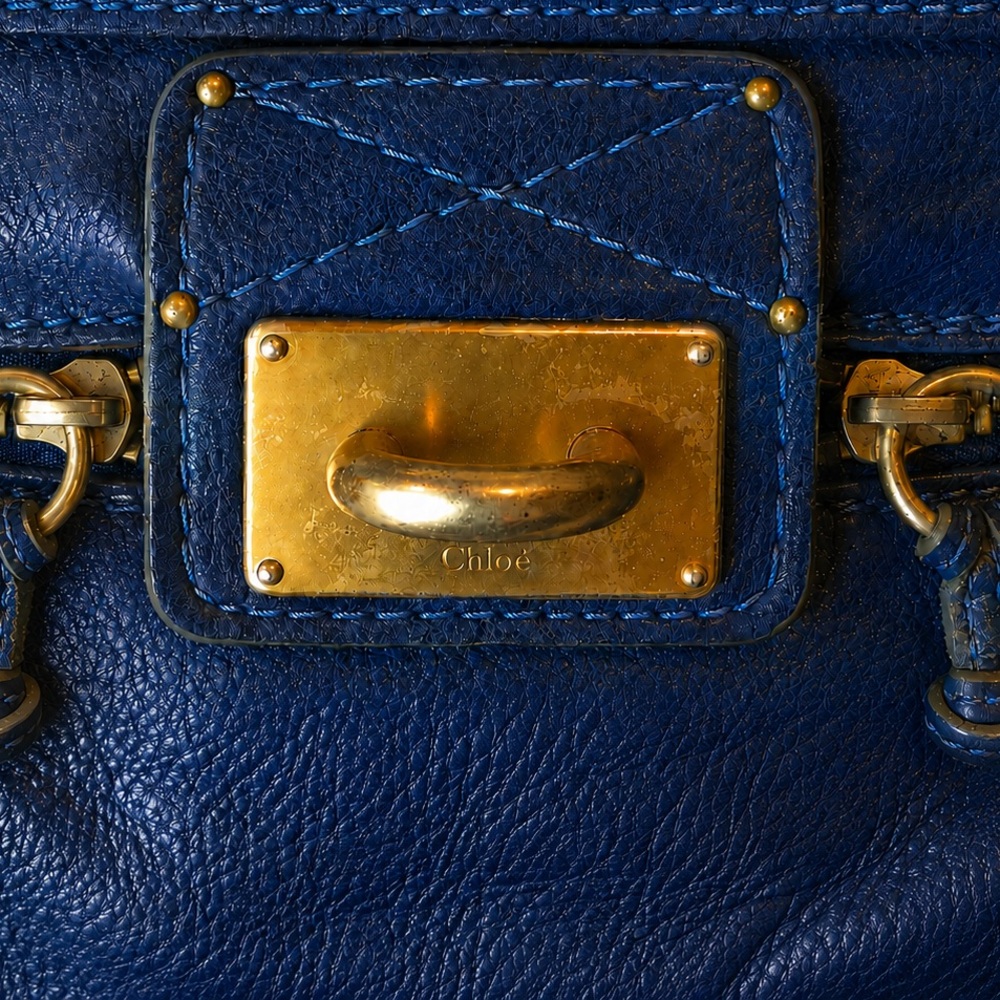 CHLOE Paddington Navy Blue Leather Tote Hand Bag CHLOE Padlock - Picture 10 of 16